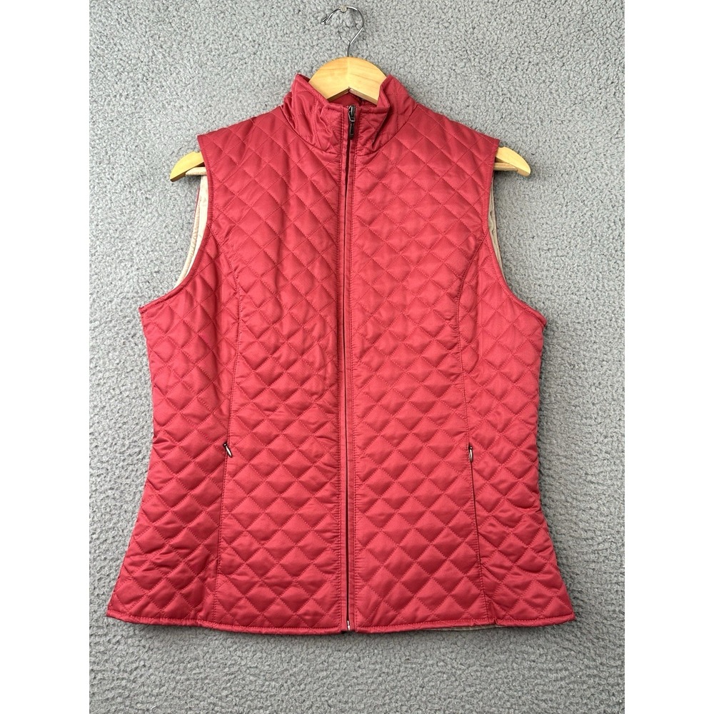 Eddie Bauer Thermore Full Zip‎ Quilted Vest Womens Medium Pink Zipped Pockets